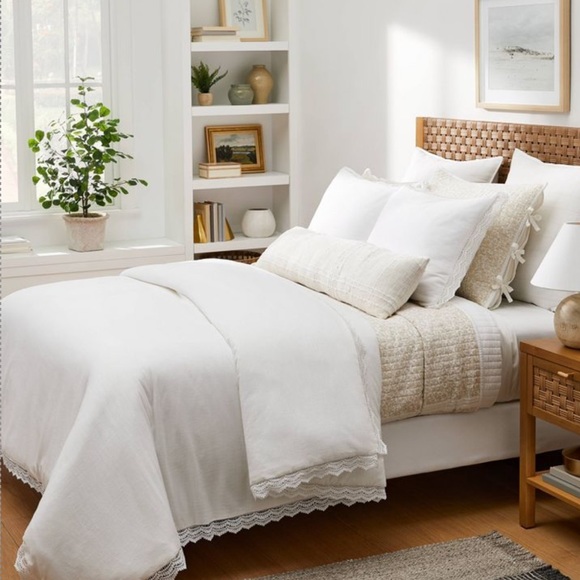 Threshold Bedding King Lace Border Cotton Slub Comforter Sham Set